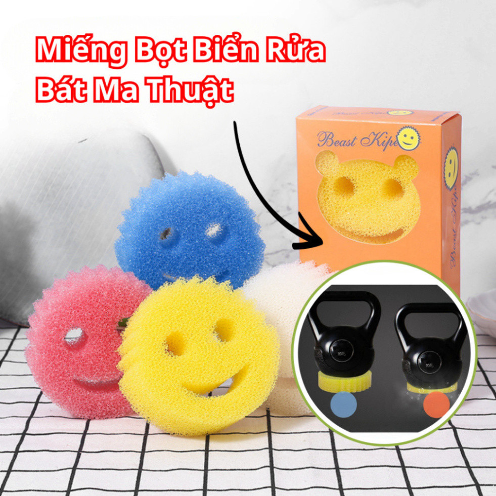 Miếng Bọt Biển Ma Thuật Smiley Face Mềm Dẻo Và Cứng Cáp, Miếng Bọt Biển To Nhanh Khô Hút Xà Phòng Li