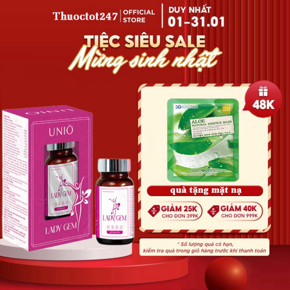 Viên Uống Nội Tiết Ladi Gem Hỗ Trợ Giảm Các Triệu Chứng Do Suy Giảm Nội Tiết Tố - Hộp 60 viên
