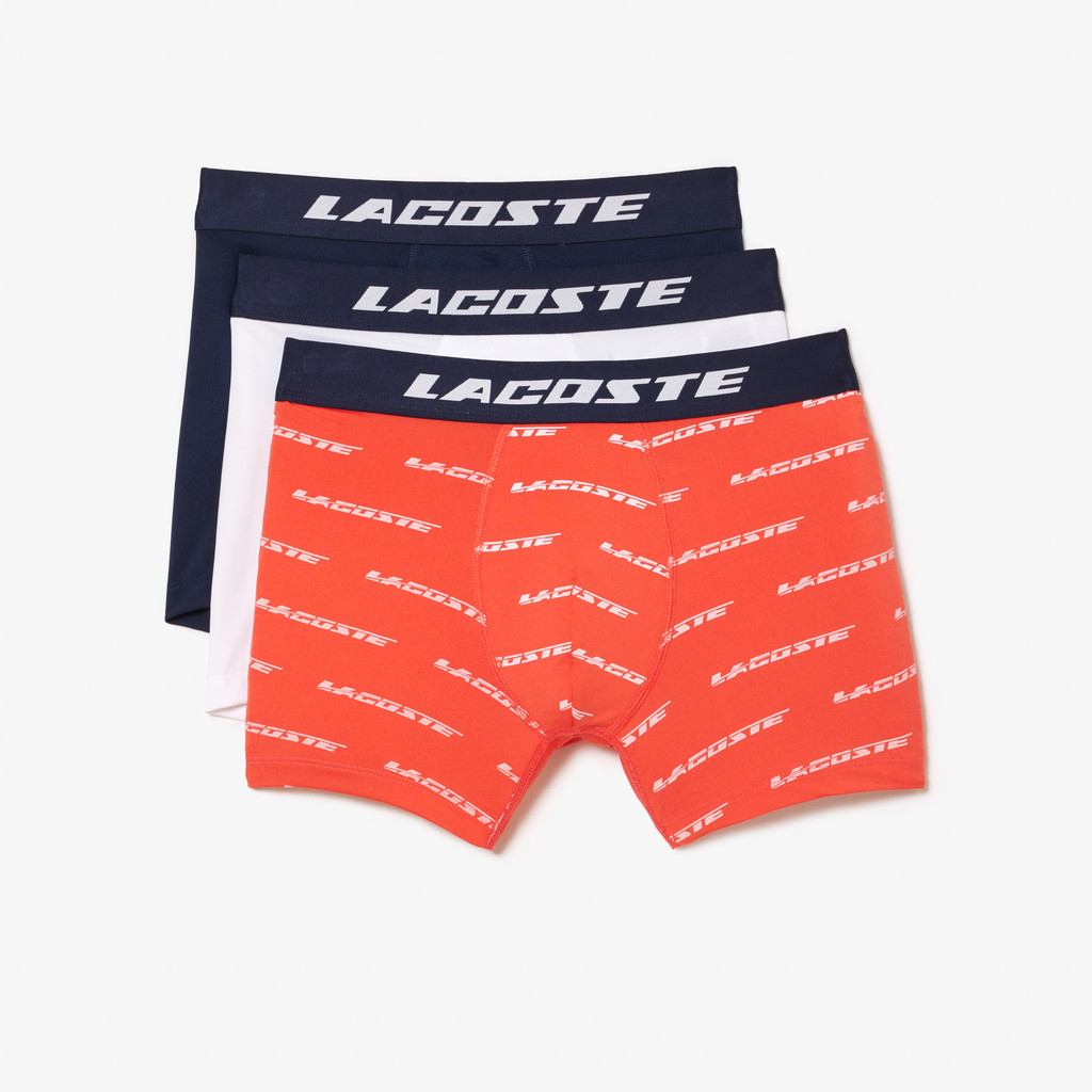 Bộ 3 Quần Lót Boxer Lacoste Nam Chất Liệu Microfiber Họa Tiết In