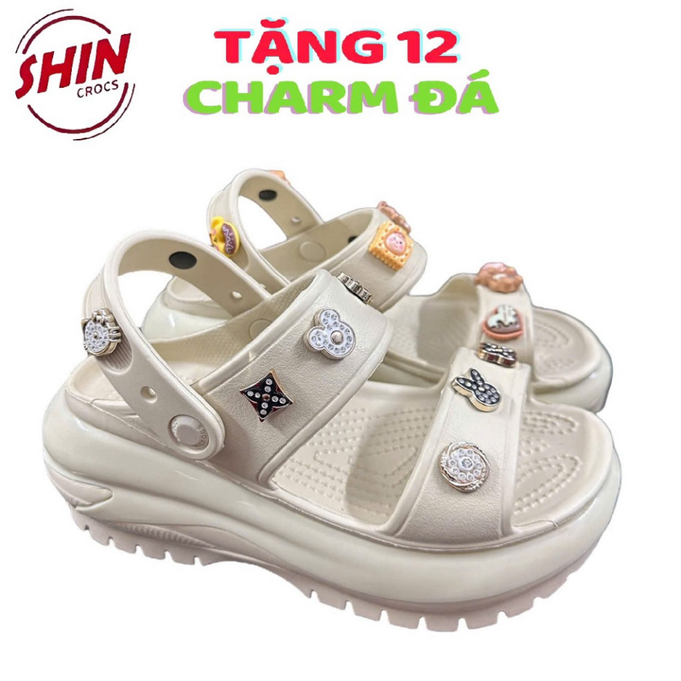 [Hàng loại 1] Sandal CrossMegaaCrussh cao 8 cm,Dép Cross đế cao cho nữ tặng 12 charm đá cực xinh