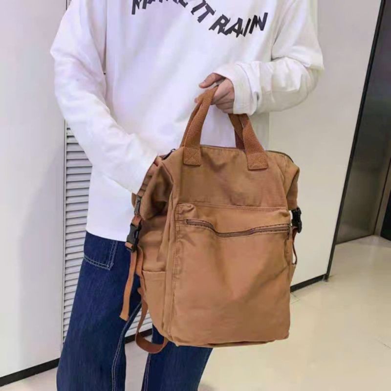 Balo canvas đi học nam nữ form to: BALO CANVAS