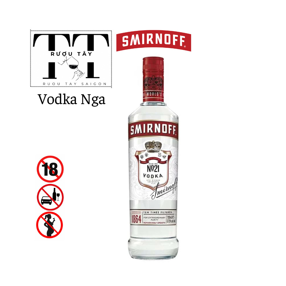 [VODKA] Rượu Vodka Smirnoff Red, 700ml-37.5% (KHÔNG HỘP)