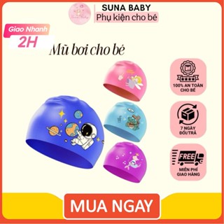 Mũ bơi cho bé silicon chống nước Nón bơi trẻ em cho bé trai, bé gái họa tiết dễ thương của Suna baby