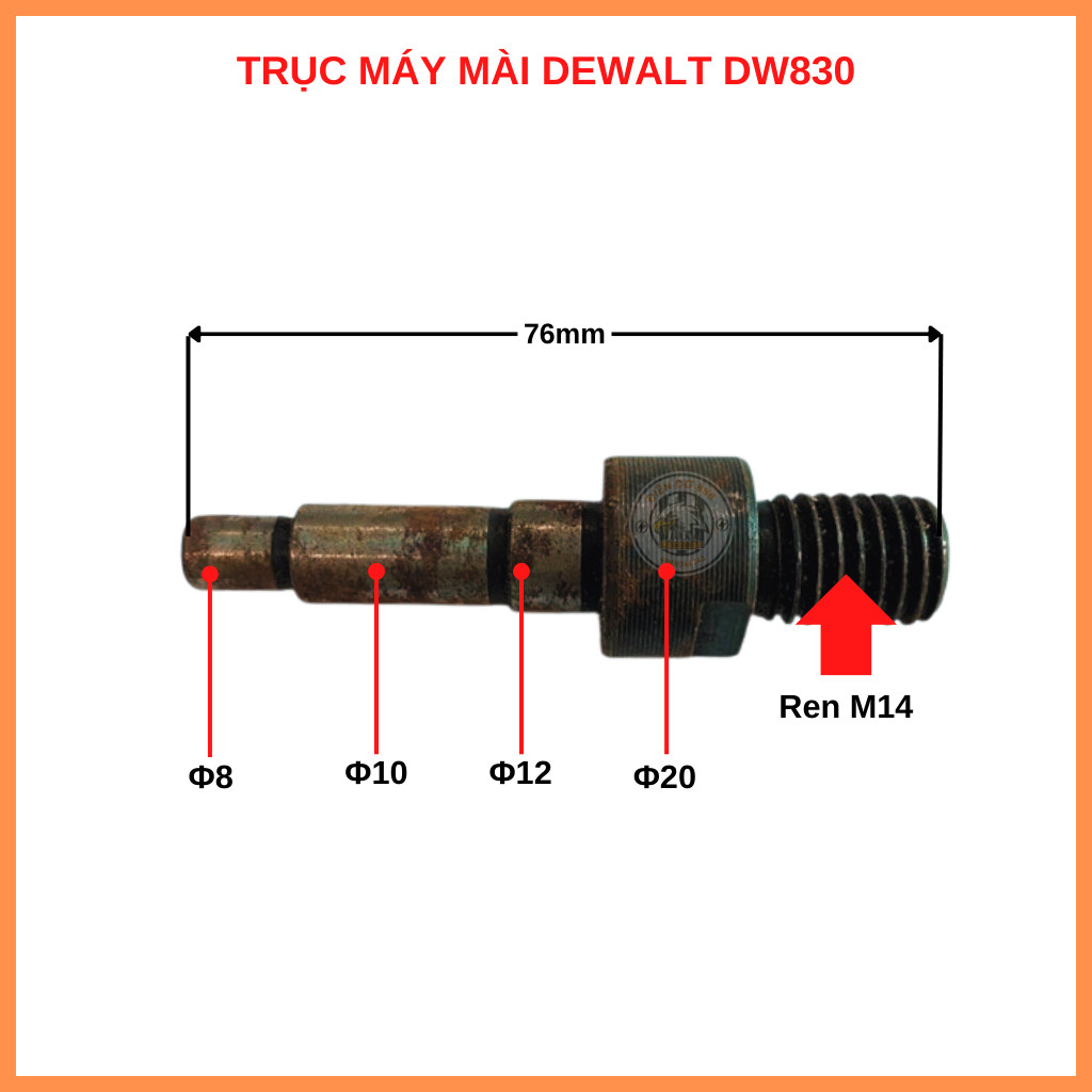 Trục - cốt nhông mài DEWALT 125mm DW830 (M12)