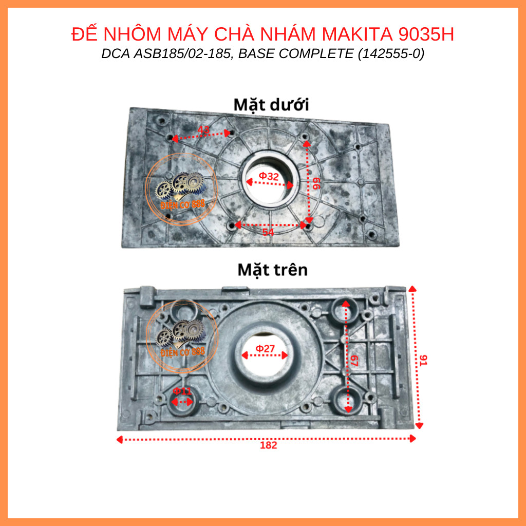 (Base Complete) Đế máy chà nhám Makita 9035H và DCA ASB02-185 (91X182)