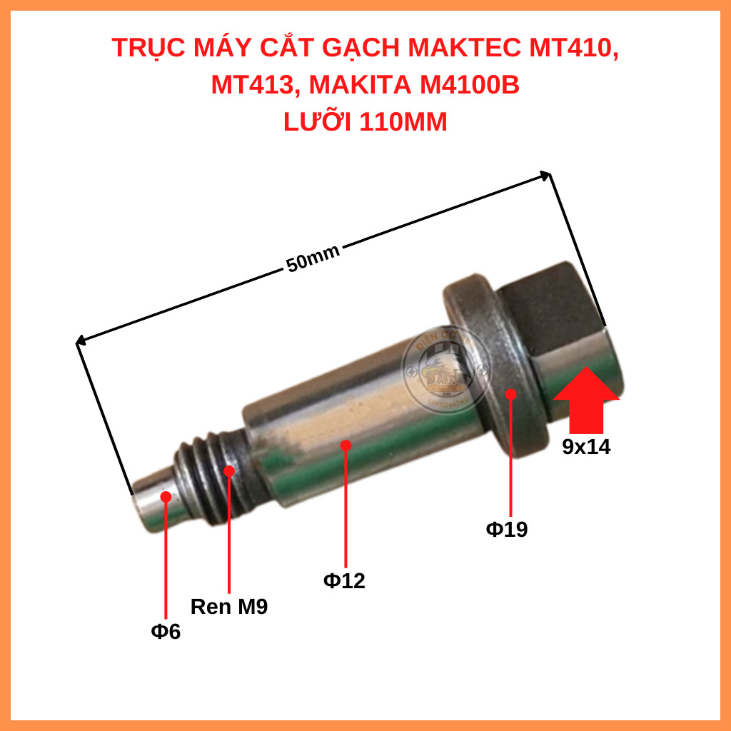 Trục - cốt cắt gạch Maktec MT410, MT413, Makita M4100B, M0401B (324221-3)