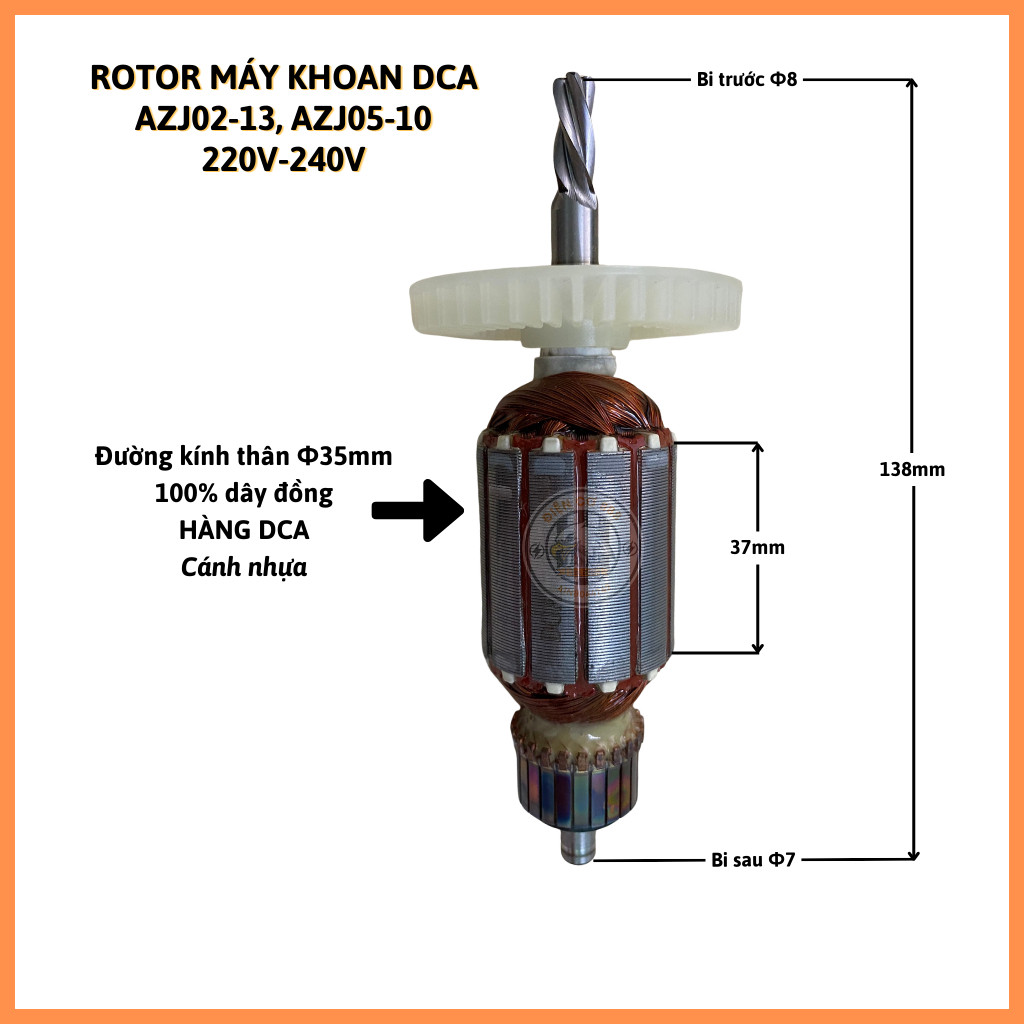 Rotor khoan DCA AZJ02-13, AZJ05-10 220V - Tặng chổi than
