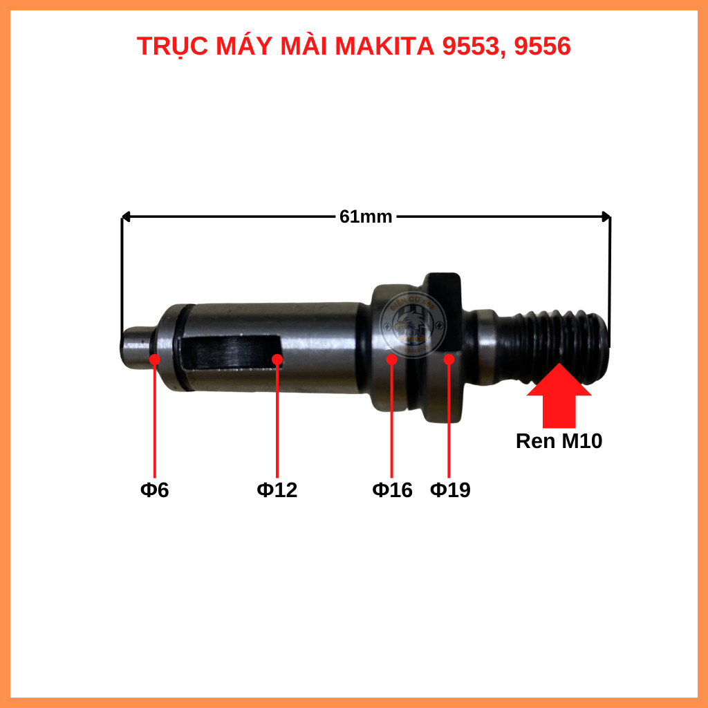 Trục - cốt nhông mài Makita 9553, 9556, M9506B, MT964 (324488-3)