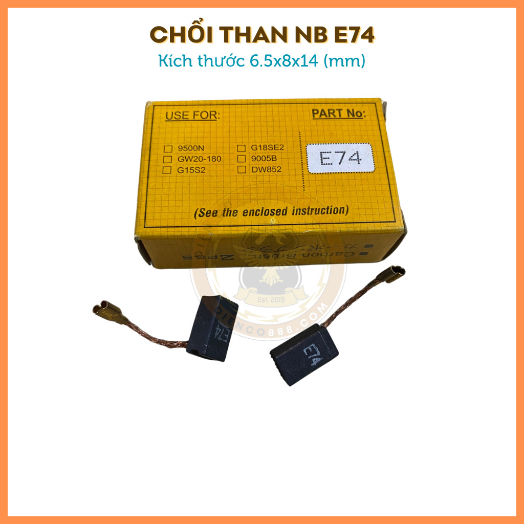 Chổi than E74 NB kích thước 6.5x8x14mm