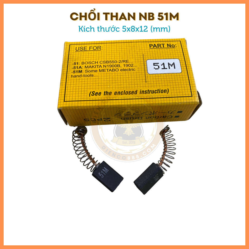 Chổi than 51M NB kích thước 5x8x12mm