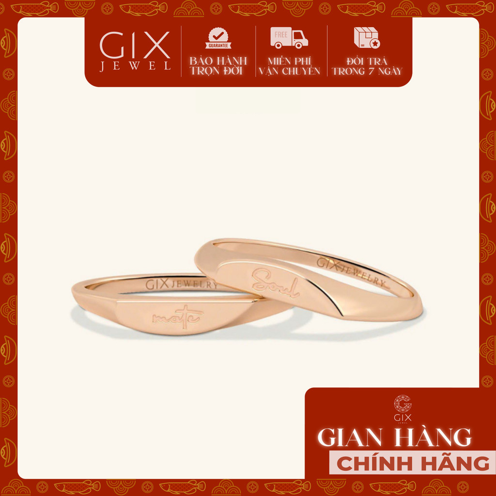 Nhẫn cưới thiết kế signet ring bạc 925 mạ vàng 18k độc đáo khắc chữ lên nhẫn