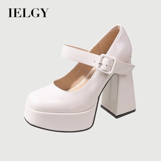IELGY Giày cao gót cổ điển Pháp Mary Jane giày nữ màu trắng barbie jk giày khối giày cao gót