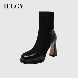  IELGY Giày bốt cao gót thời trang dành cho nữ thiết kế gót dày đa năng nền tảng chống thấm nước nhỏ Giày bốt Martin 