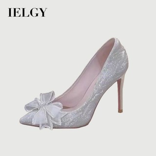 IELGY Nơ Pha Lê Giày Cao Gót Nhọn Mới Đến Tuổi Váy Ăn Tối Cưới