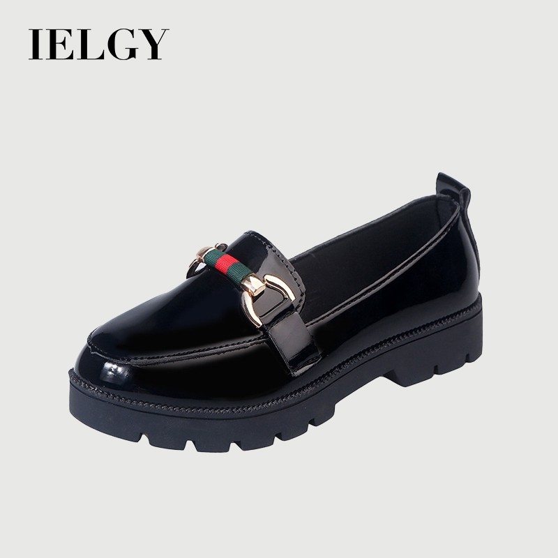 IELGY Giày đơn đế phẳng nữ, dày và dày, tăng cường giày da nhỏ của Anh