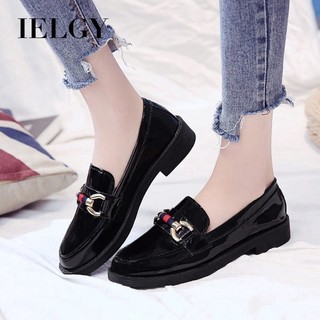 IELGY Giày đơn đế phẳng nữ, dày và dày, tăng cường giày da nhỏ của Anh