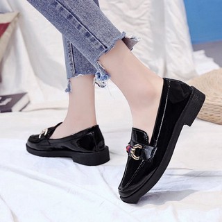 IELGY Giày đơn đế phẳng nữ, dày và dày, tăng cường giày da nhỏ của Anh
