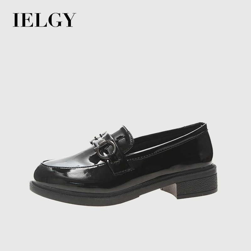 IELGY Retro lưới màu đỏ giày nhỏ nữ Anh giày đế bằng Giày lười