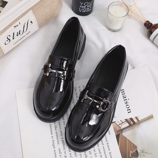 IELGY Retro lưới màu đỏ giày nhỏ nữ Anh giày đế bằng Giày lười