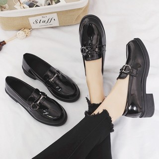 IELGY Retro lưới màu đỏ giày nhỏ nữ Anh giày đế bằng Giày lười