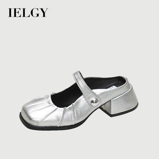  IELGY Mùa Hè Phiên Bản Hàn Quốc Của Giày Cao Gót Xếp Ly Mary Jane Dép Nữ Ngón Chân Lưng Rỗng Moccasins 