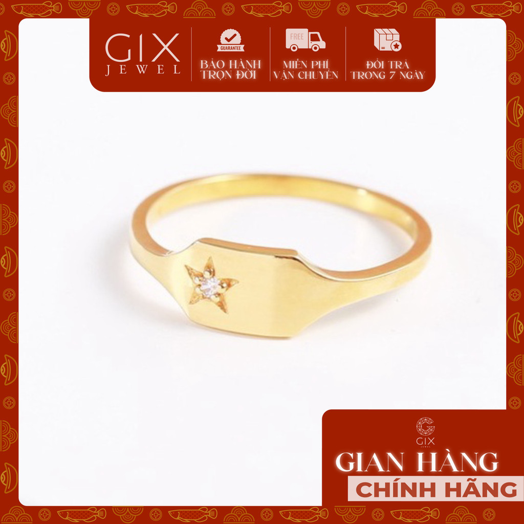 Nhẫn nữ khắc ngôi sao đính đá cao cấp Gix Jewel N110