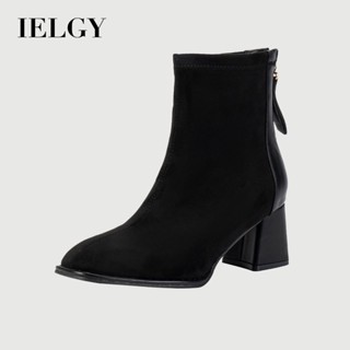 Giày bốt martin cao gót IELGY 6cm da lộn bốt ngắn đơn giản dành cho nữ