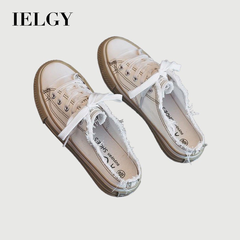 Giày vải nửa kéo IELGY ren thô hợp thời trang dành cho nữ