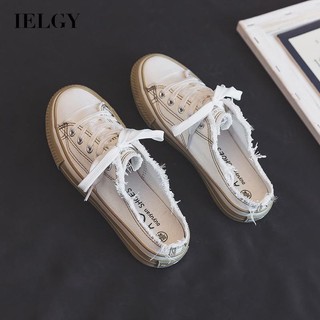 Giày vải nửa kéo IELGY ren thô hợp thời trang dành cho nữ