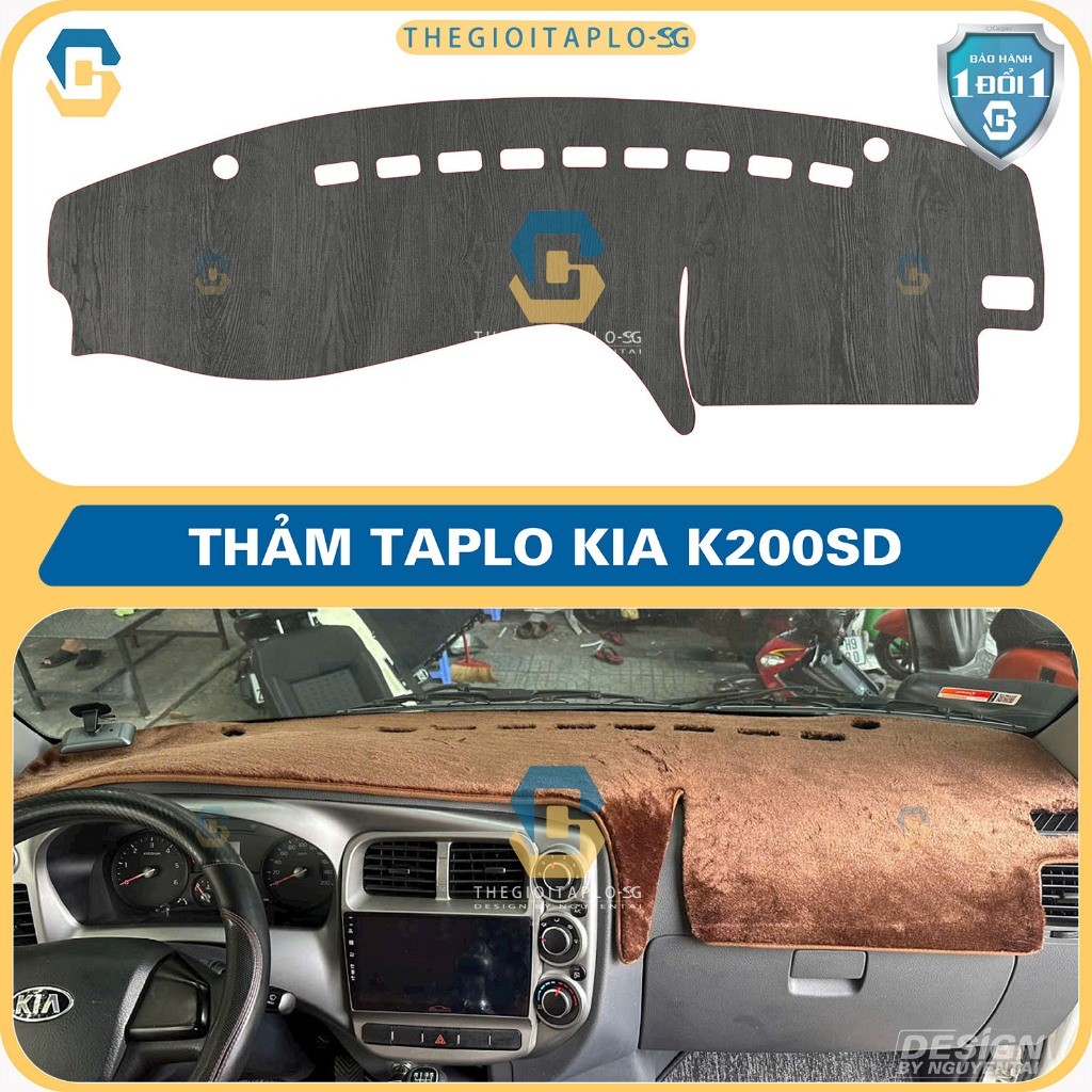 [Kia K200SD] Thảm taplo oto da Nano Blockers UV, 3D Flare, Nhung lông tuyết viền Ziczac chống cong v