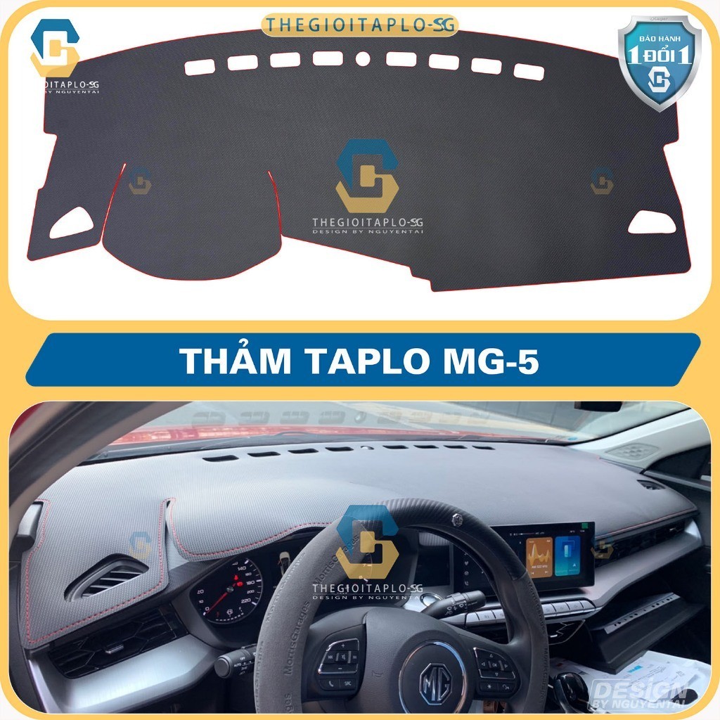 [MG5 Luxury] Thảm taplo ô tô da cacbon,da vân gỗ,và tuyết nhung 3 lớp dày 1cm chống nắng cao cấp