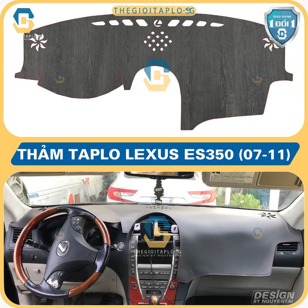 [LEXUS ES350 2007-2011] Thảm taplo oto da Nano Blockers UV, 3D Flare, Nhung lông tuyết viền Ziczac c