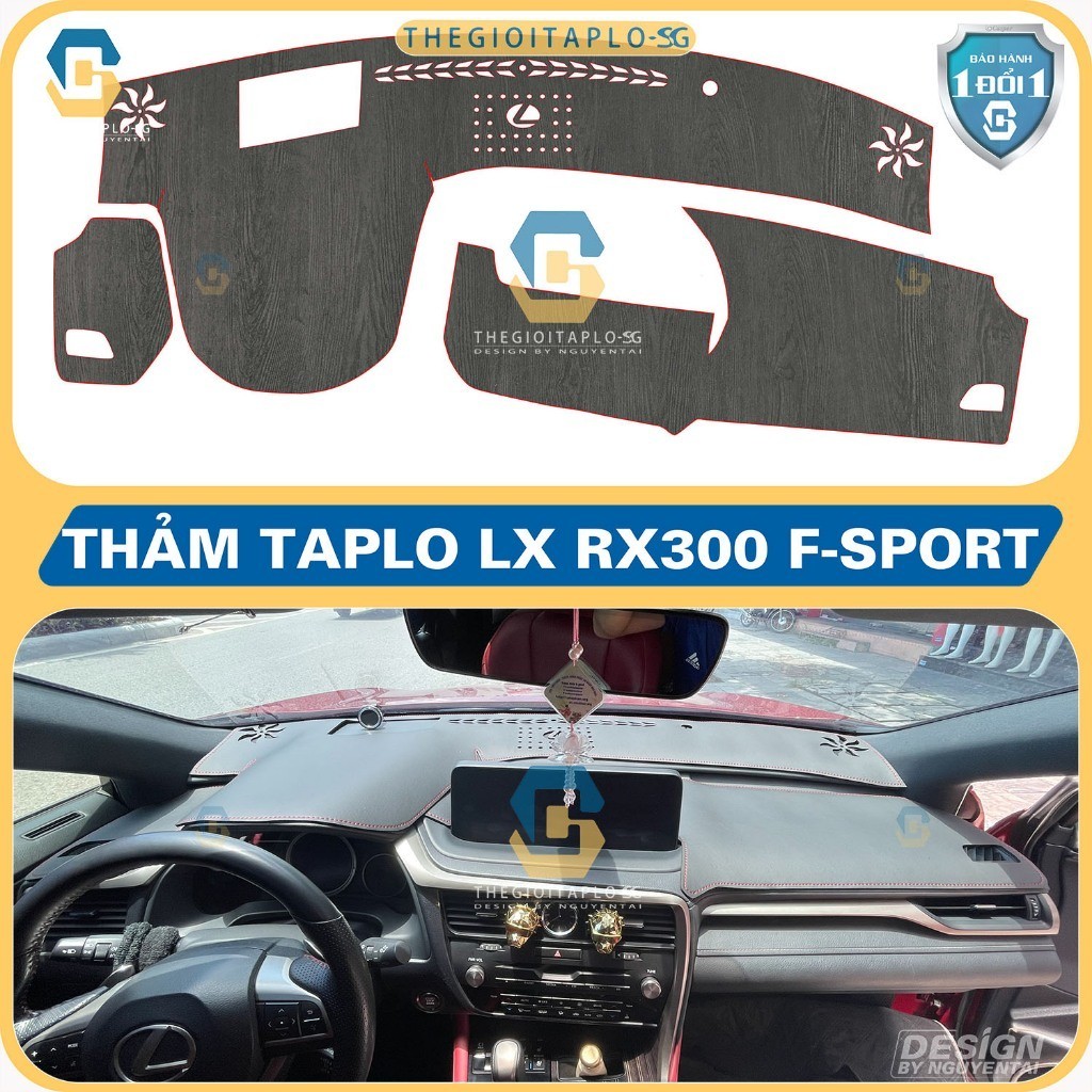 [LEXUS RX300 FSPORT 2017-2023] Thảm taplo oto da Nano Blockers UV,3D Flare,Nhung lông tuyết viền Zic