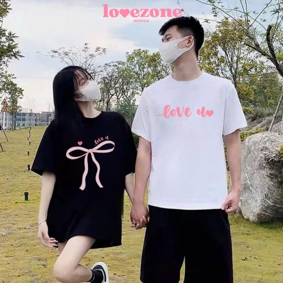 Áo Thun Đôi Valentine Áo Couple Cộc Tay Nam Nữ, Chất Vải Cotton In Hình Nơ and Love UT