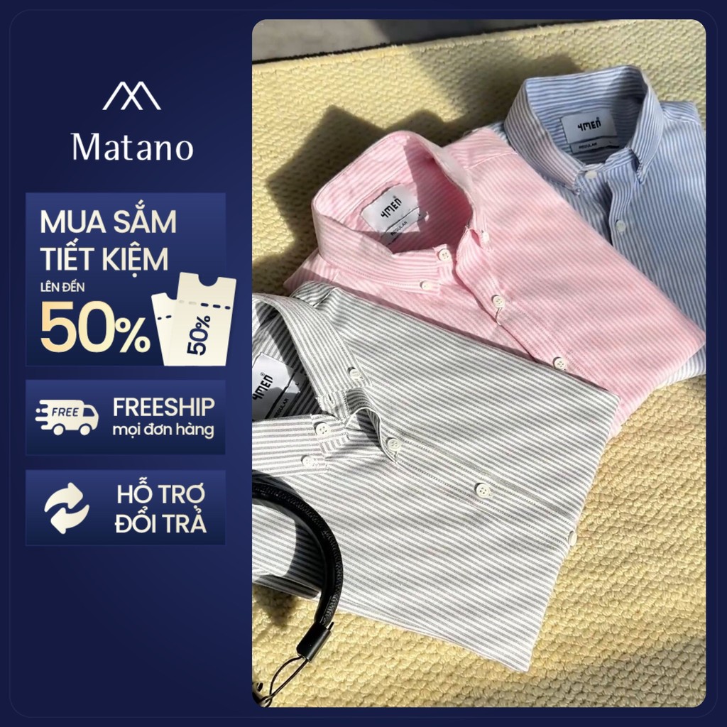 Áo Sơ Mi Nam Tay Dài MATANO SM159 Vải Oxford Sọc Form Regular Trẻ Trung, Thanh Lịch, Basic, Dễ Phối