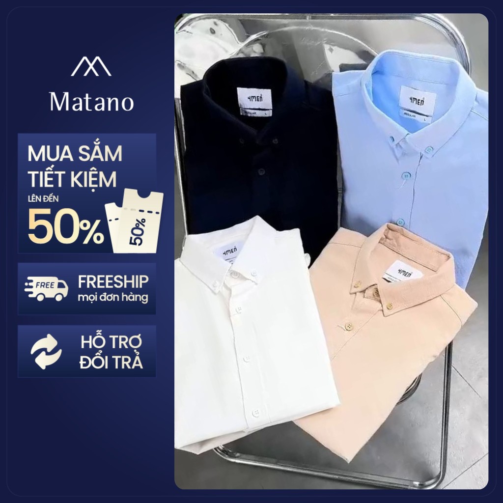 Áo Sơ Mi Nam Tay Dài MATANO SM158 Vải Oxford Trơn Form Regular Trẻ Trung, Thanh Lịch, Basic, Dễ Phối