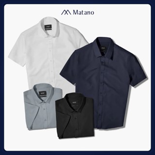 Áo sơ mi nam tay ngắn trơn đẹp MATANO SM087 vải lụa mềm mịn, hạn chế nhăn, form tailored suông, thấm mồ hôi, thoáng mát