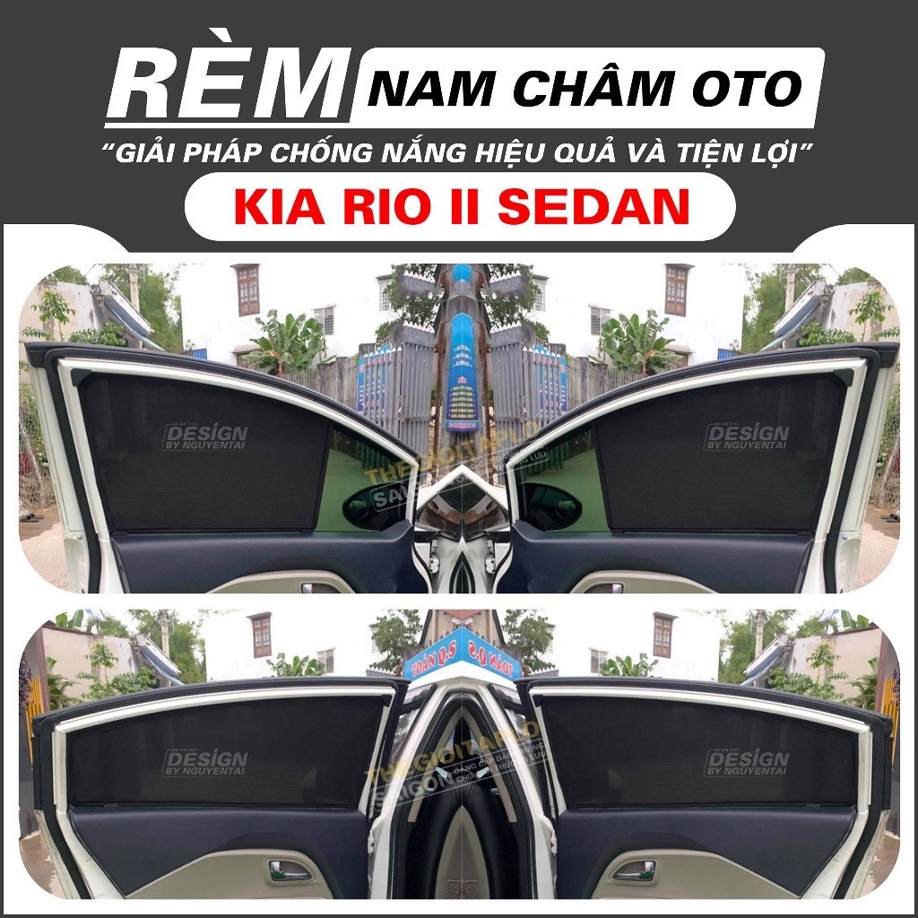 (Kia Rio sedan) Rèm Che Nắng ô tô, Tấm Che Nắng ô tô Nam Châm hít cữa tiện lợi