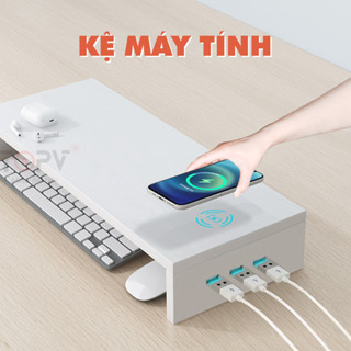 Kệ để màn hình TopV nâng PC 2 tầng trắng kệ máy tính decor bàn học kê vi tính cải thiện tầm nhìn