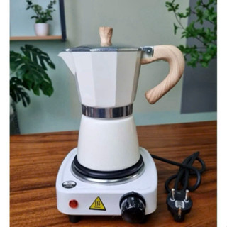 Combo bộ Bếp điện 500W + bình pha cà phê moka 150ml ( chứa tối đa 15gr cf/lần pha)