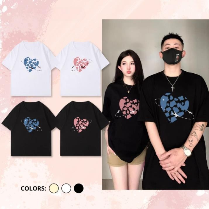 🔥Hot🔥 Áo Thun Đôi Nam Nữ Mặc Cùng Người Yêu, Cặp Áo Phông Đôi PlaneThe Heart Chất Liệu Cotton Thoáng Mát UT