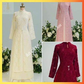  ÁO DÀI NỮ CÁCH ĐIỆU XẺ TÀ GIỮA ÁO DÀI 4 TÀ THÊU HOA TINH TẾ  NH  