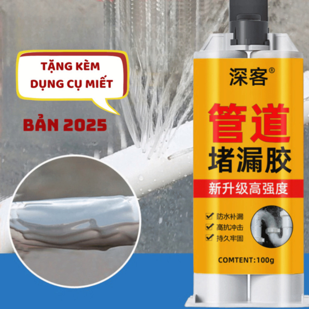 Keo dán ống nước nhựa rò rỉ keo dán bồn nước Keo dính sắt dán sắt 100ml chống thấm nước Life Plus - 