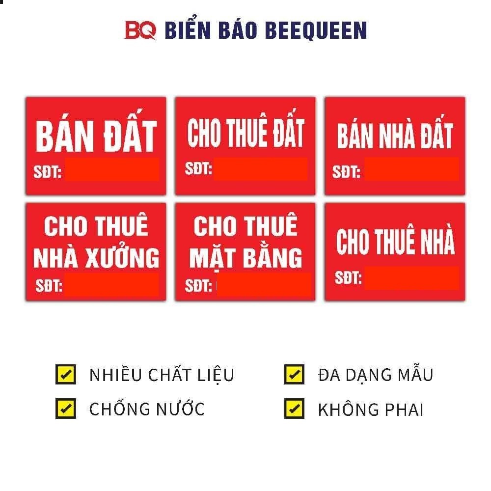 Decal dán hoặc biển treo BÁN ĐẤT, BÁN NHÀ ĐẤT, CHO THUÊ NHÀ, CHO THUÊ  MẶT BẰNG ĐẤT PHÒNG TRỌ