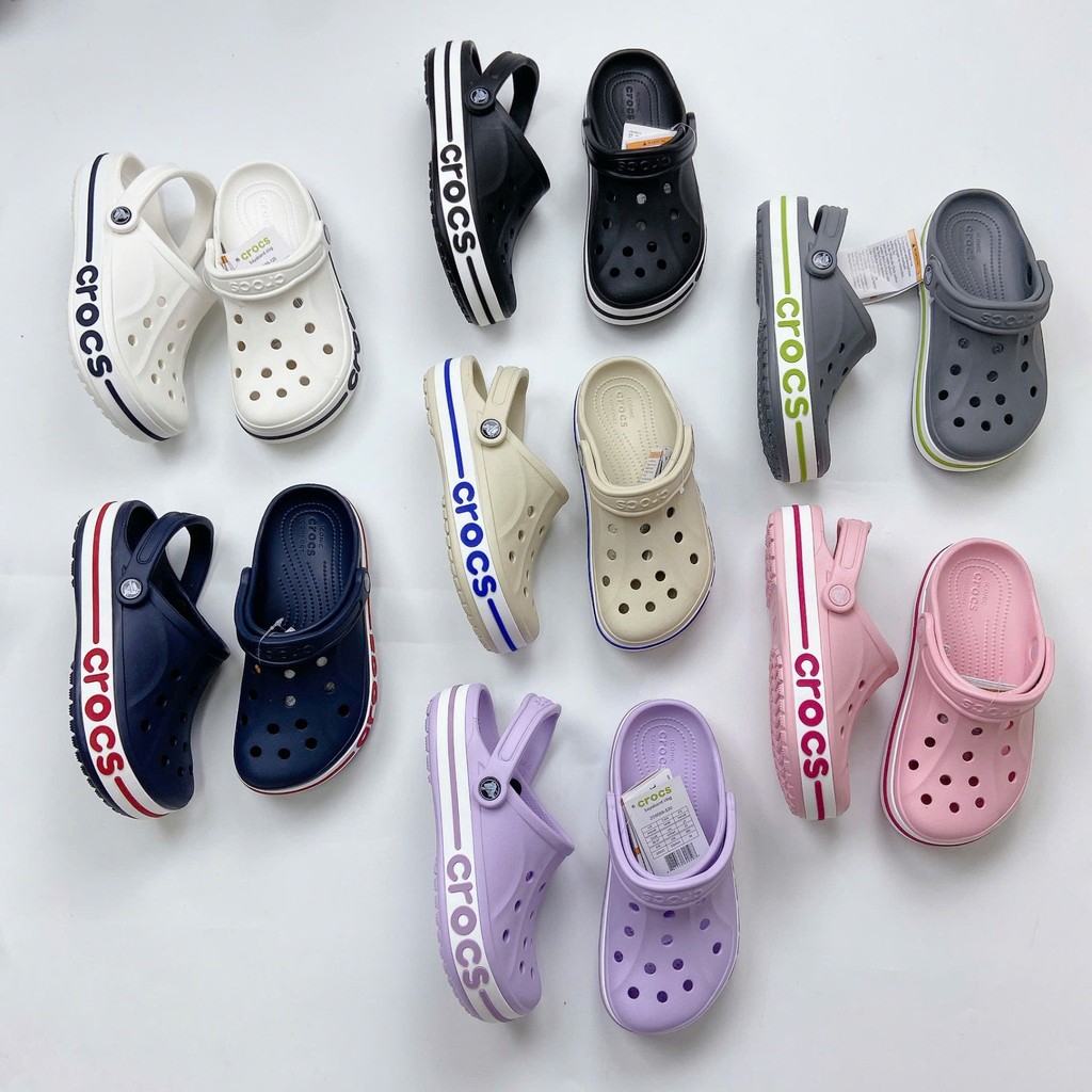 Crocs nam nữ Bayaband, Crocs cho người lớn unisex màu trơn basic viền chữ Size M4-M10 (36-43) tặng k