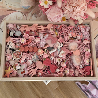 Set 50 kẹp tóc màu hồng,Màu xanh cho bé gái siêu dễ thương phong cách hàn quốc - Combo,Vỉ 50 kẹp tóc Hello Kitty kute