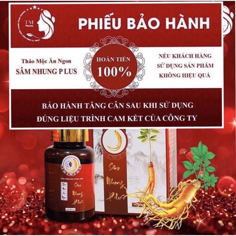 Viên Ăn Ngon Sâm Nhung Plus Giúp Ăn Ngon Ngủ Sâu Cải Thiện Hệ Tiêu Hoá Hỗ Trợ Tâng Cân An Toàn Hiệu Quả