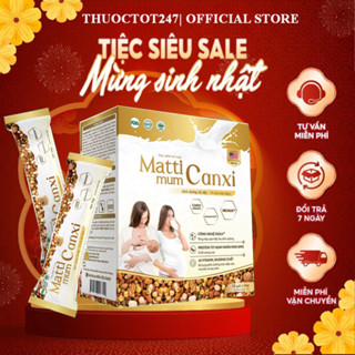 MATTI MUM CANXI Sữa hạt cho mẹ bầu và sau sinh 100% đạm thực vật đạt chứng nhận NON-GMO của Hoa Kỳ - Hộp giấy 14 gói