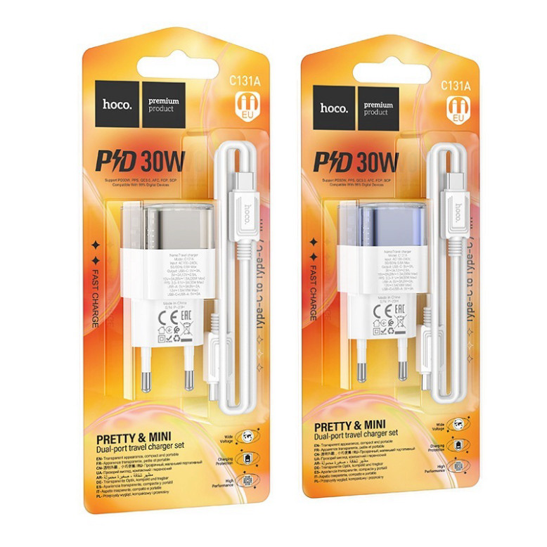 Bộ sạc nhanh Type C 30W Hoco củ sạc PD30W kèm dây Type C cho iPhone, Samsung, Xiaomi, Oppo - Phụ kiệ