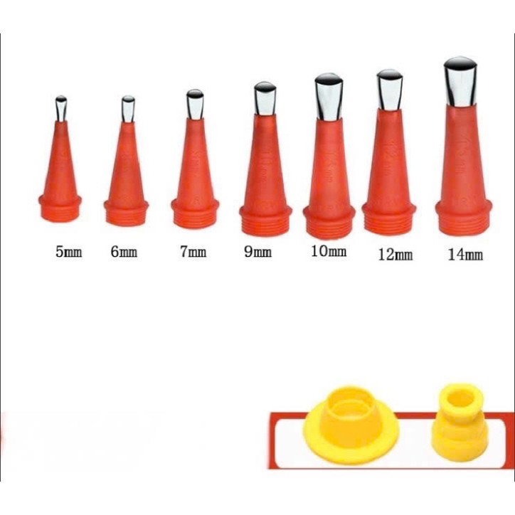 [FREESHIP]bộ đầu vòi đi keo, Bộ 14 vòi keo đỏ - Bộ 8 vòi keo xanh - Bộ 7 vòi keo inox- Bộ 7 vòi keo 